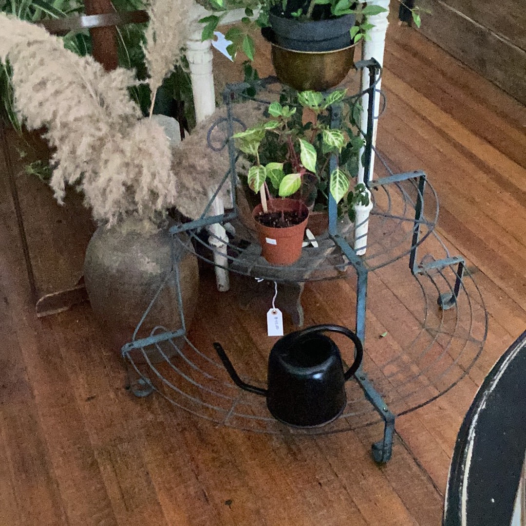Blue Metal Semi Circle Plant Stand
