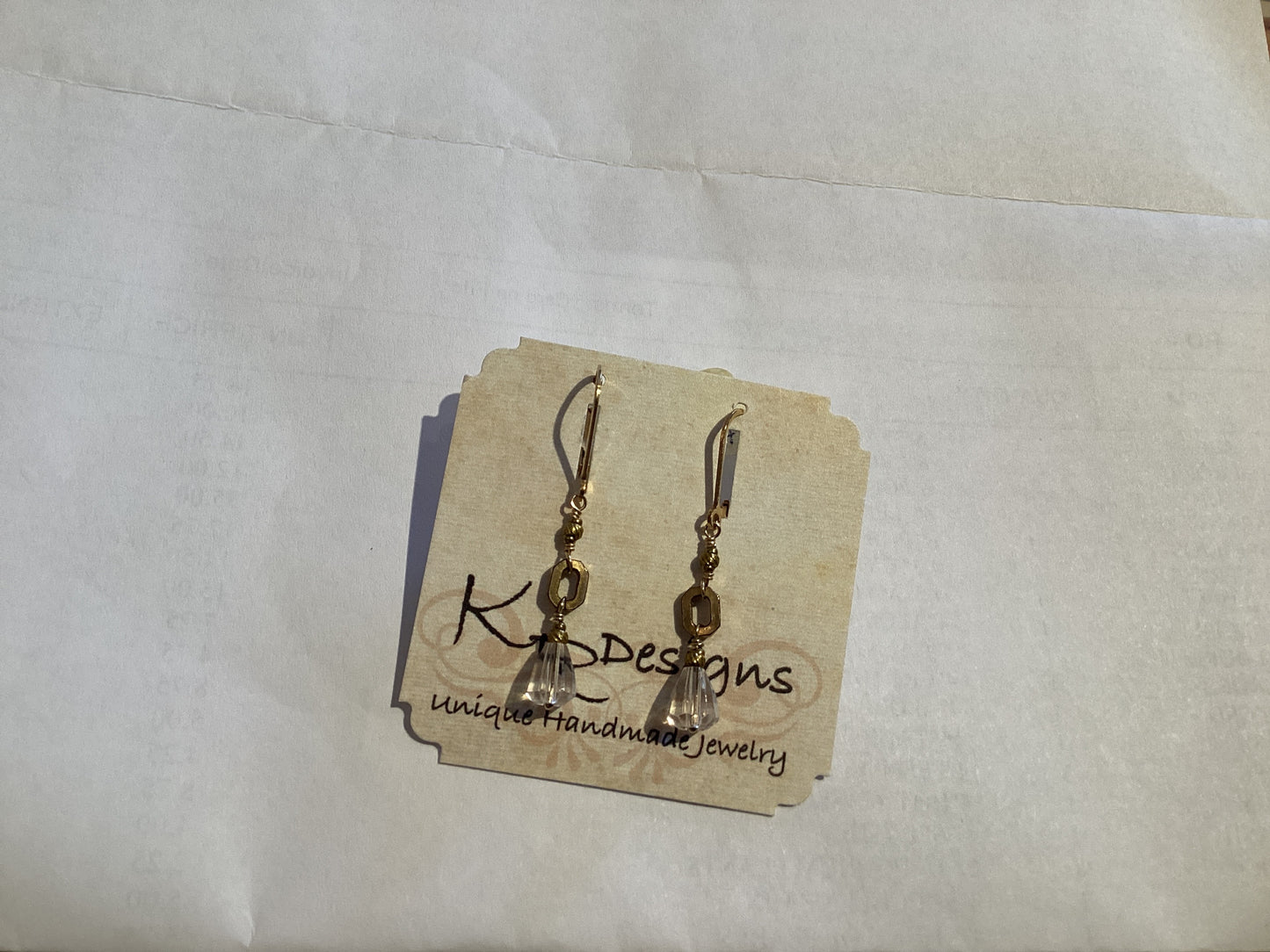 Earring - Vtg. Crystal, Torse Bead, GF Earwires