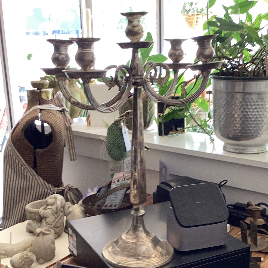 Large Silver Candelabra - 5 Candle