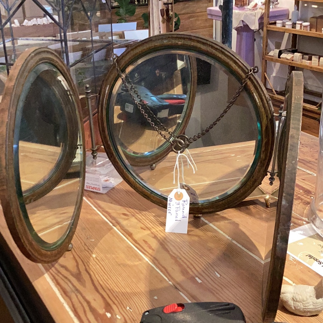 Round 3 Panel Wood Frame Mirror