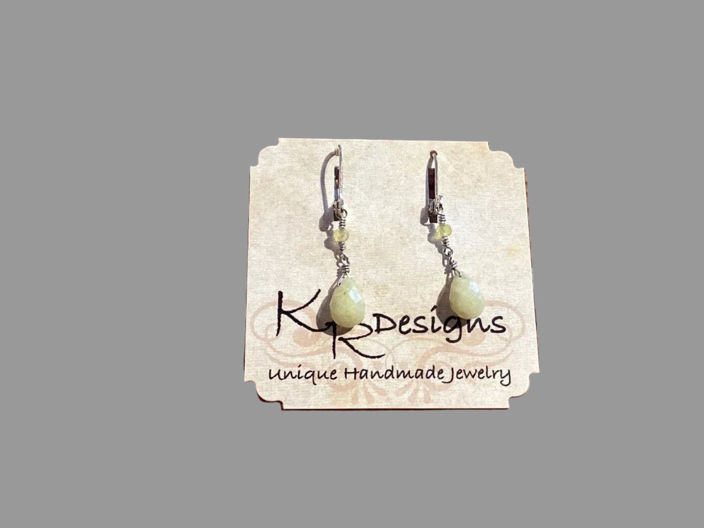 Earring - Yellow Jade w/Opal on Sterling