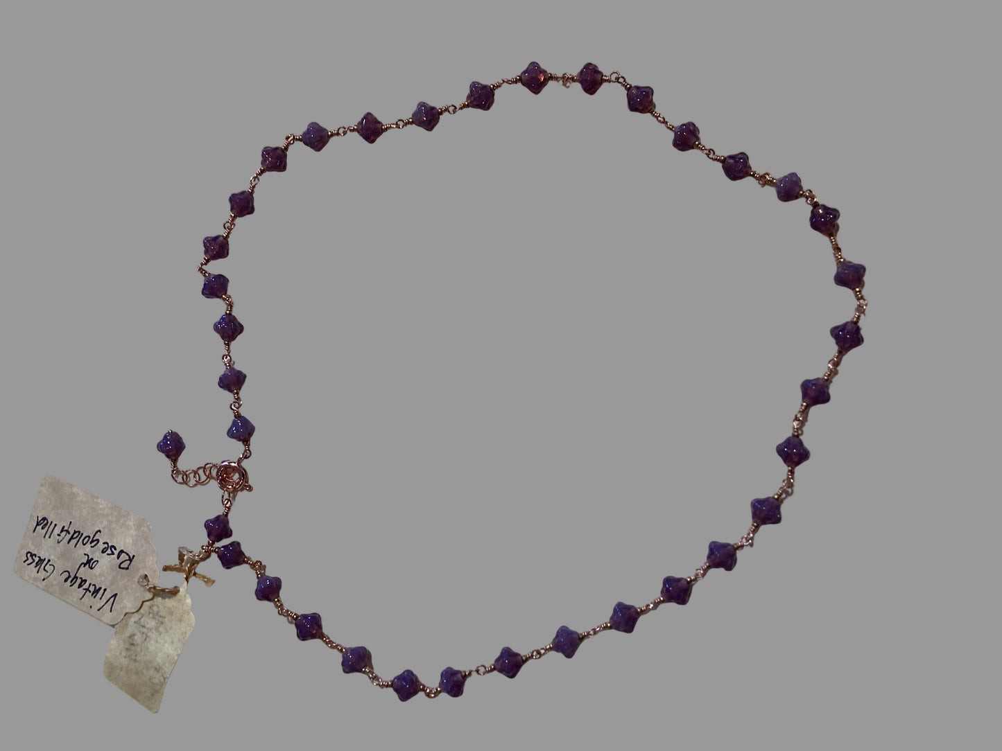 Necklace - Vtg. Glass on Rose GF