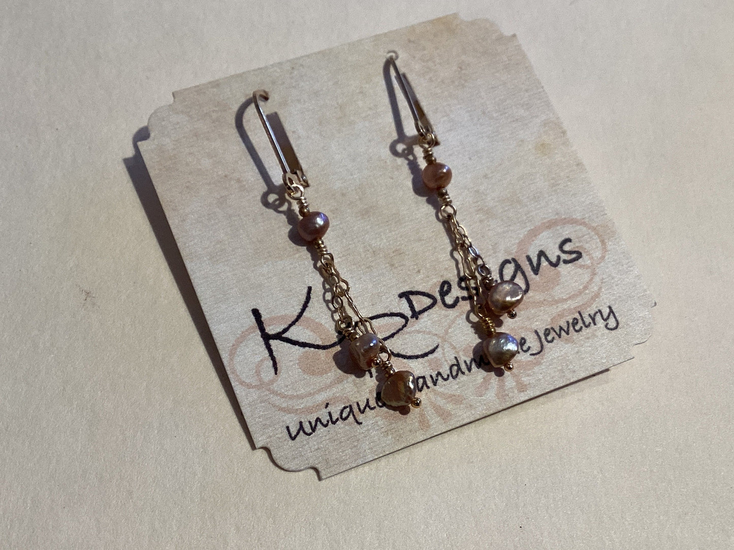 Earring - Keshi pearls on 14 k GF