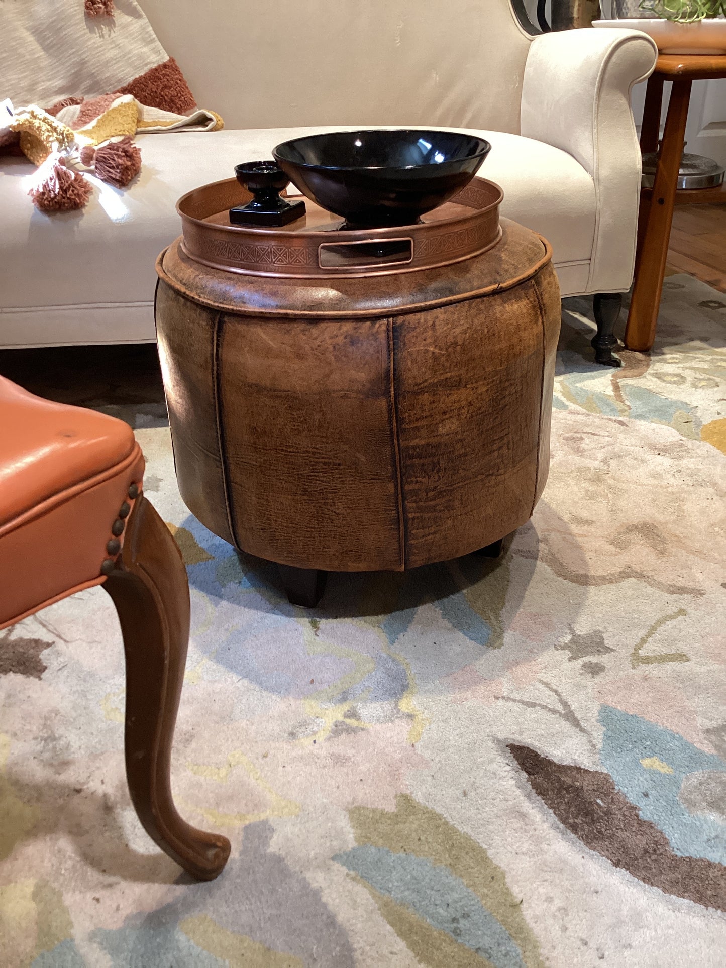 Leather Ottoman