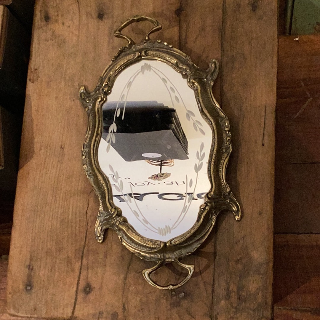 Gold Tray with Etched Mirror