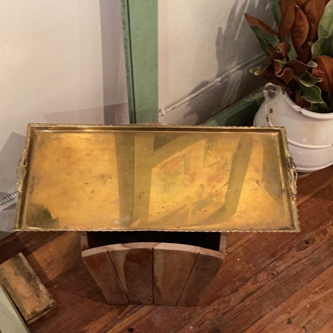 Rectangle Brass Tray w/Pie Edge and 2 Handles