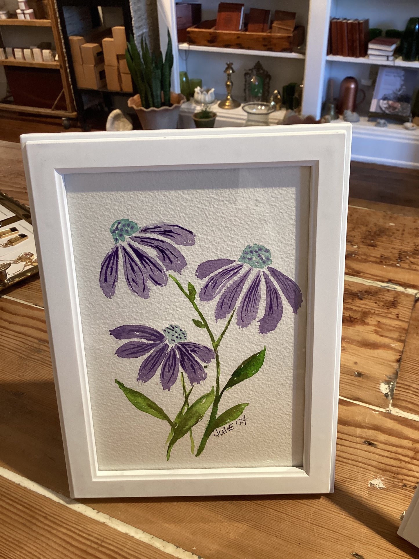 Framed Purple Cone Flowers