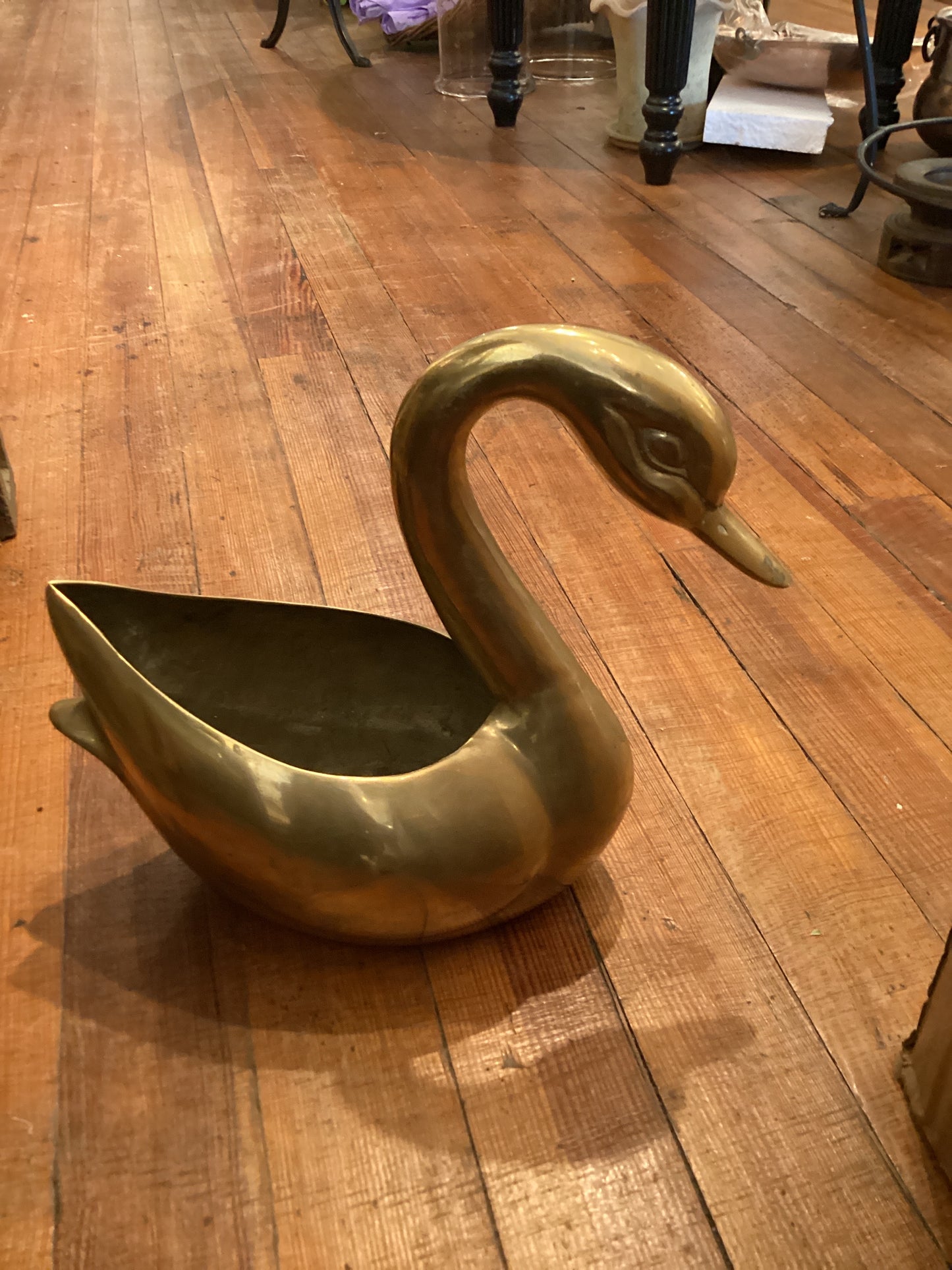 Brass Swan Planter