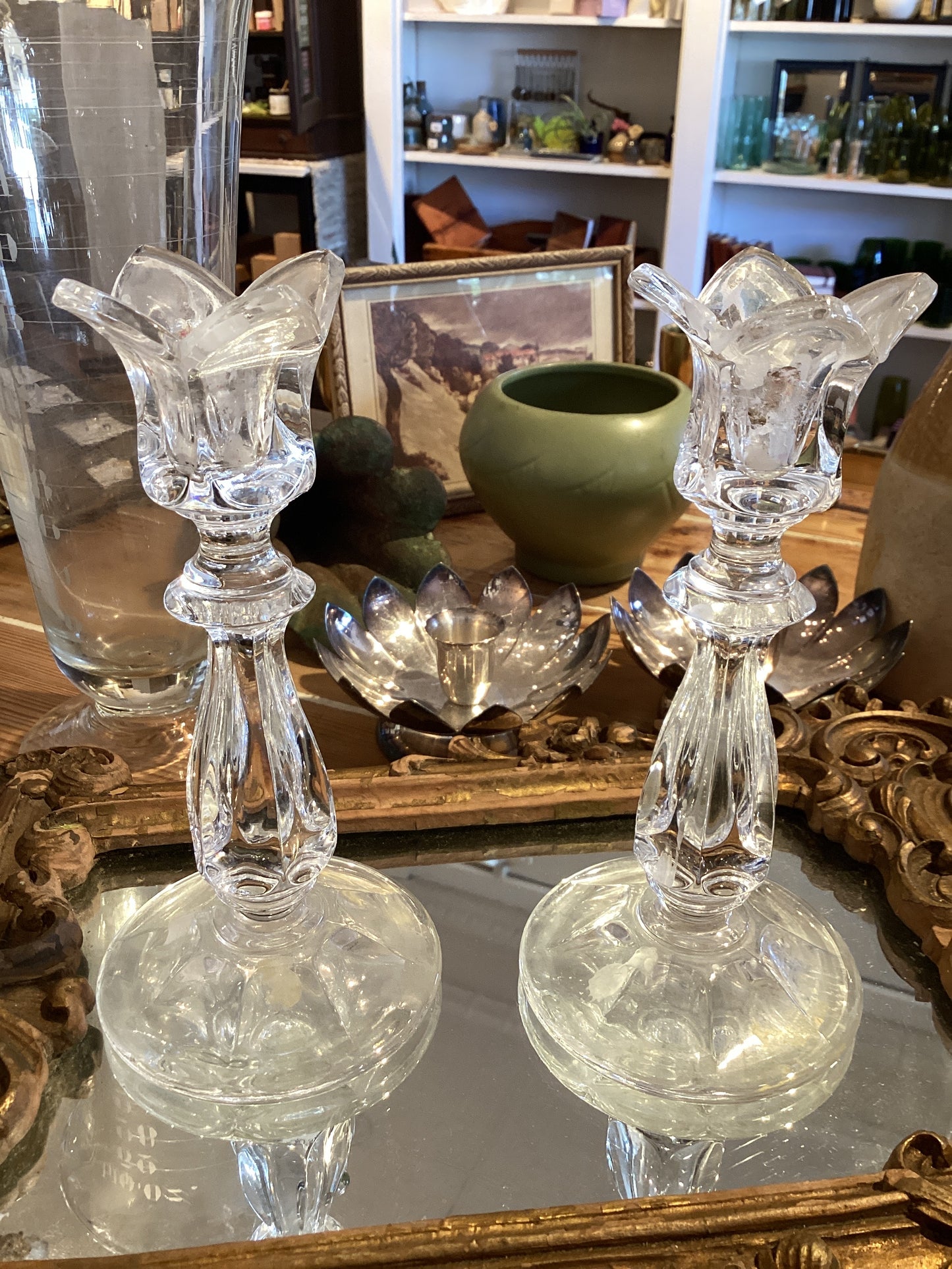 Glass Tulip Candle Holder - Pair
