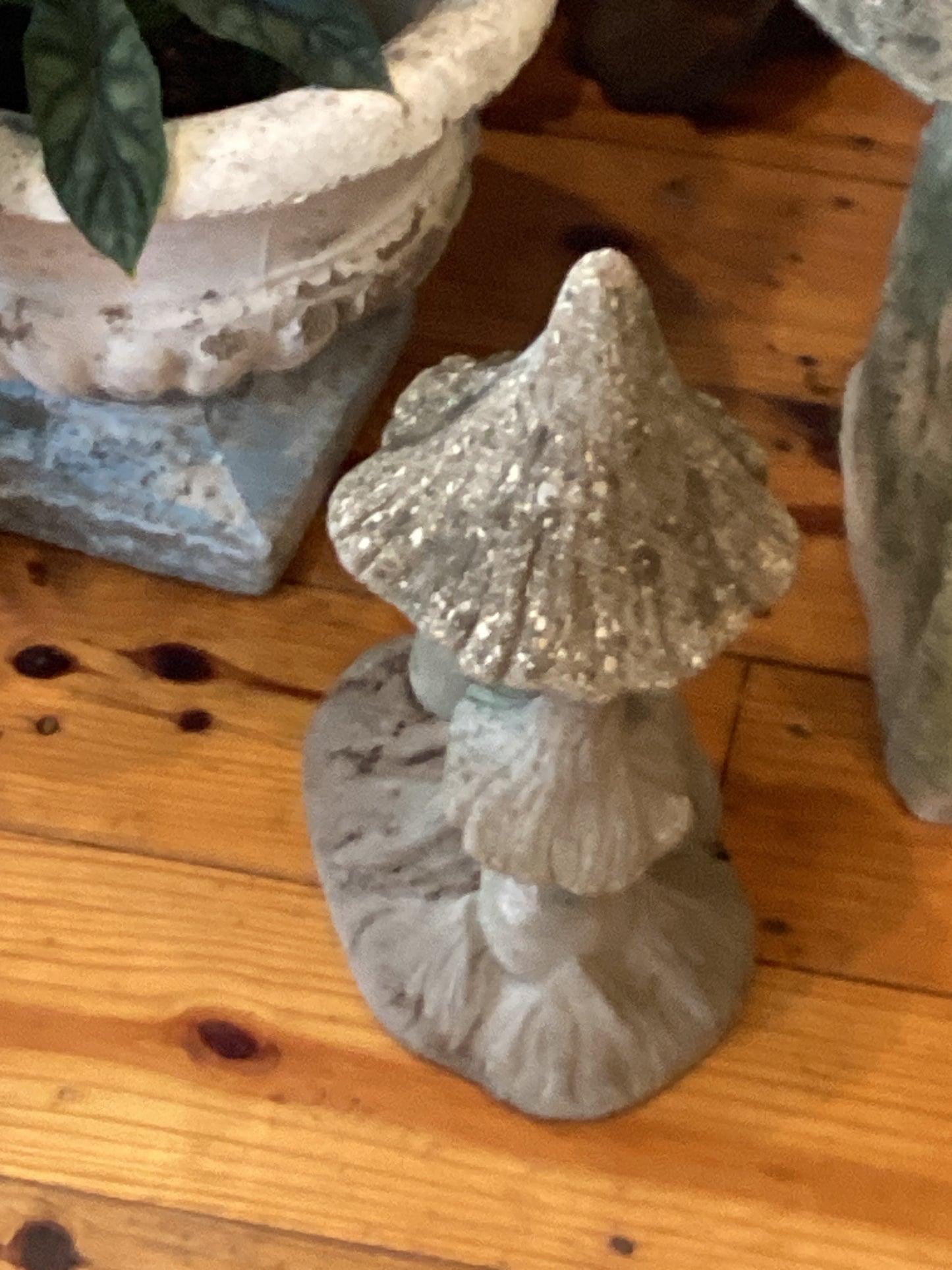Concrete Trio of Mushrooms