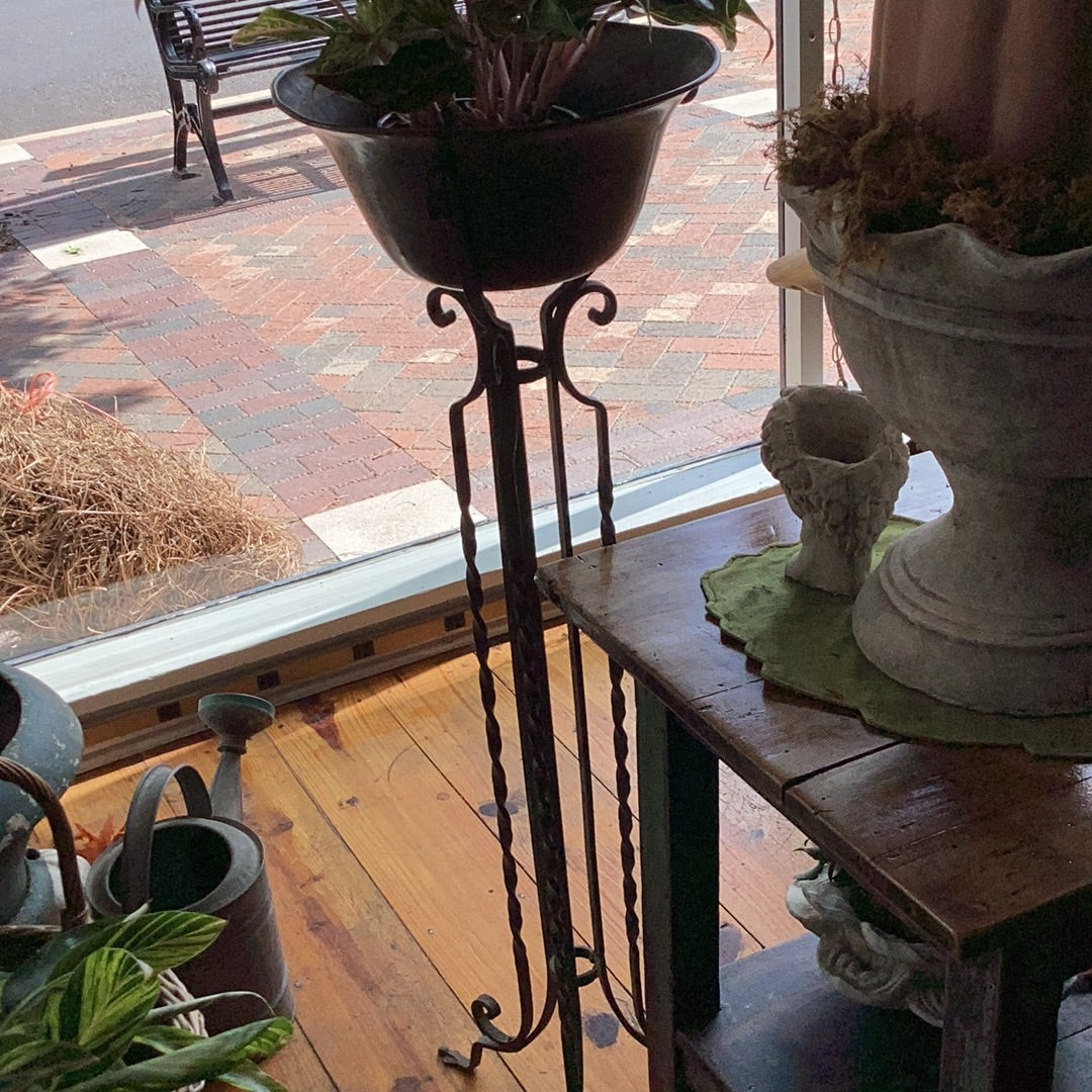 Metal Plant Stand w/Copper Bowl