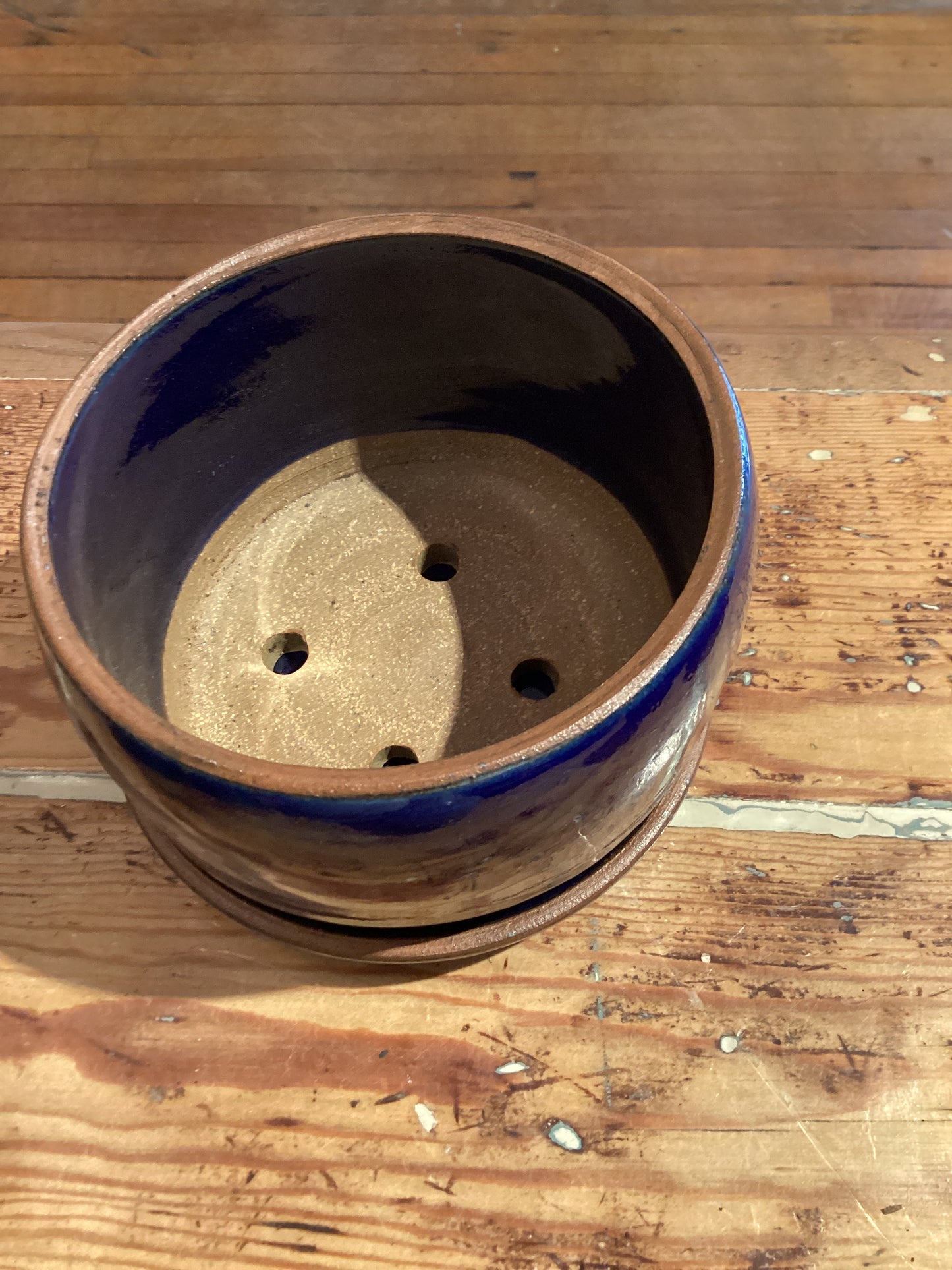 5” Blue Pot w/Tray