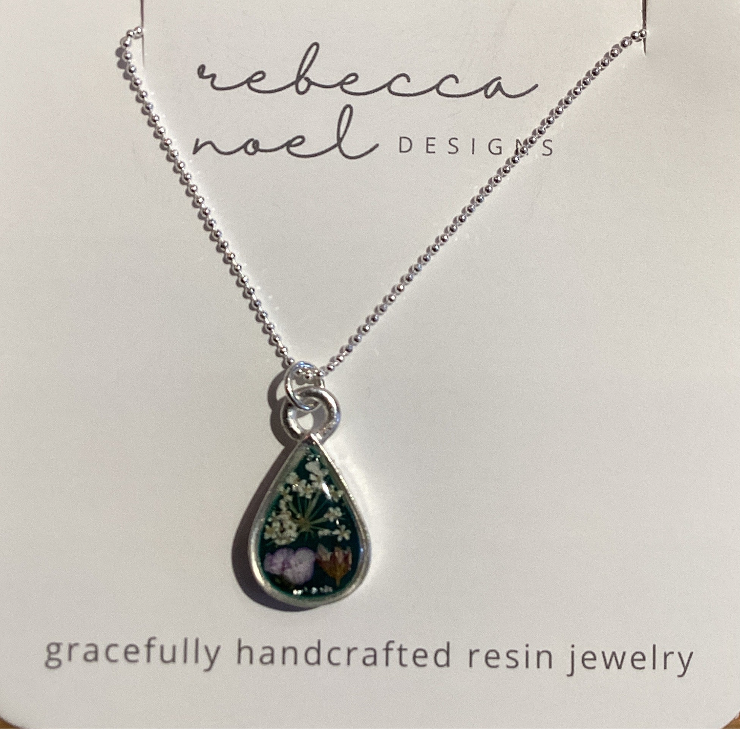 Silver and Green Teardrop
