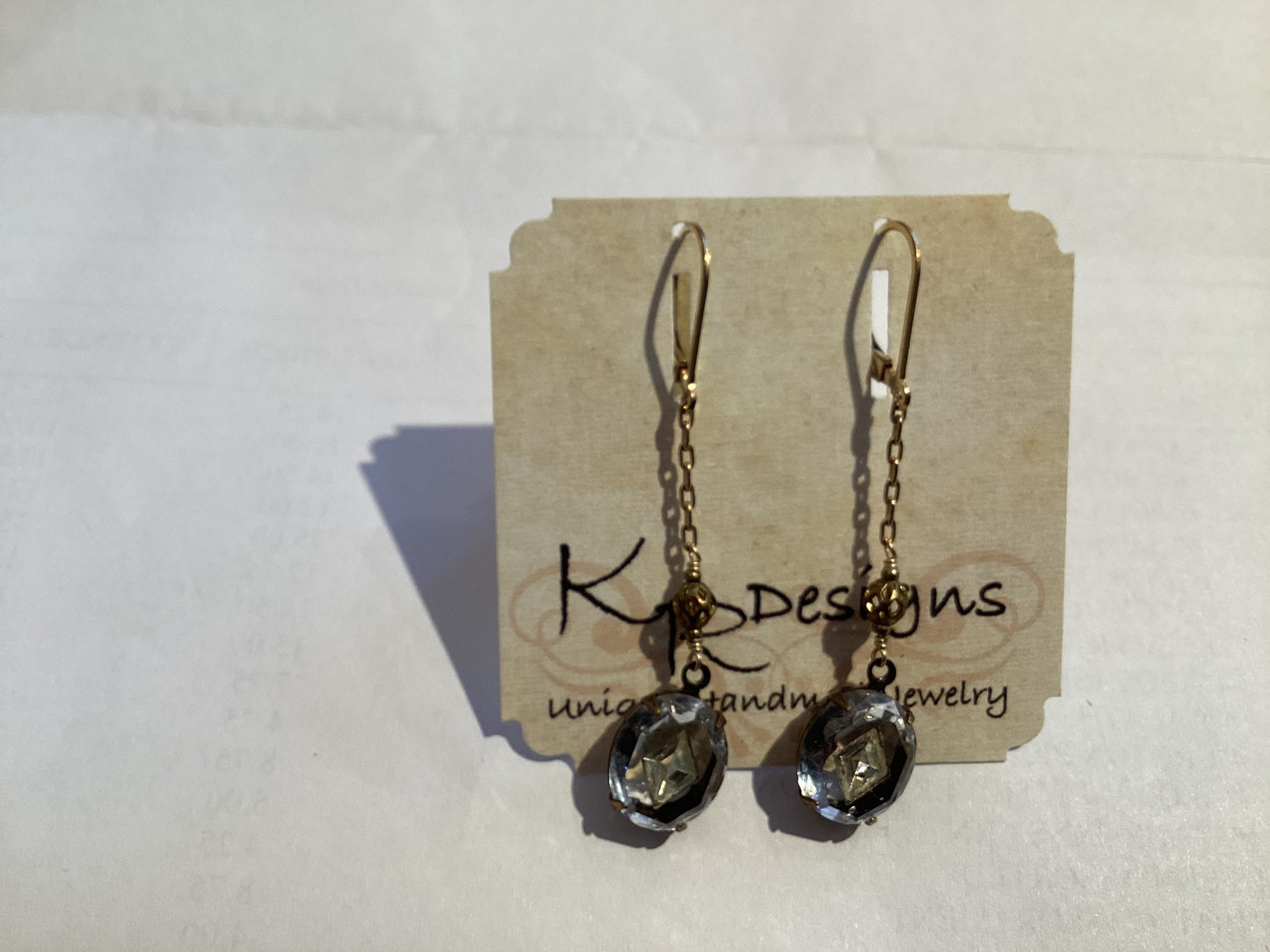 Earring - Vtg. Rhinestone & Beads, GF Chain/EW