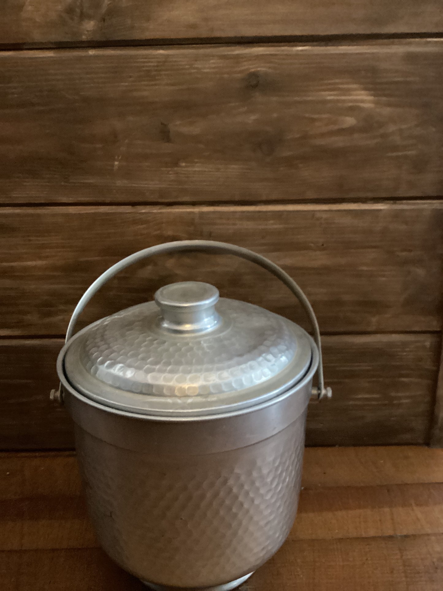 Large Italian Hammered Ice Bucket w/ Handle and Lid