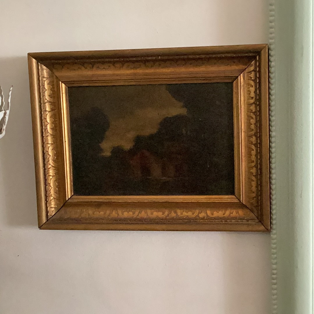 Found Oil Painting with Gold Frame - Lanscape