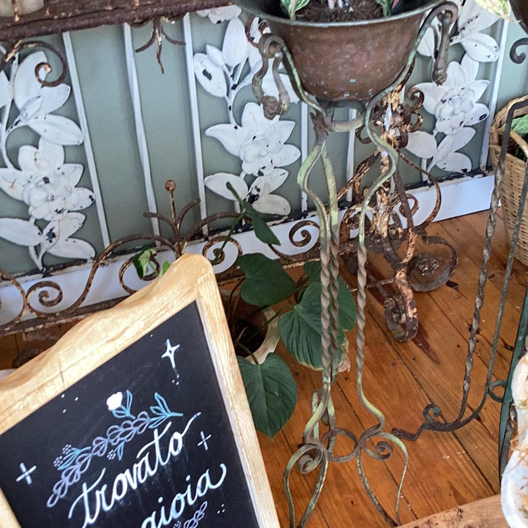 Metal Plant Stand w/Copper Bowl