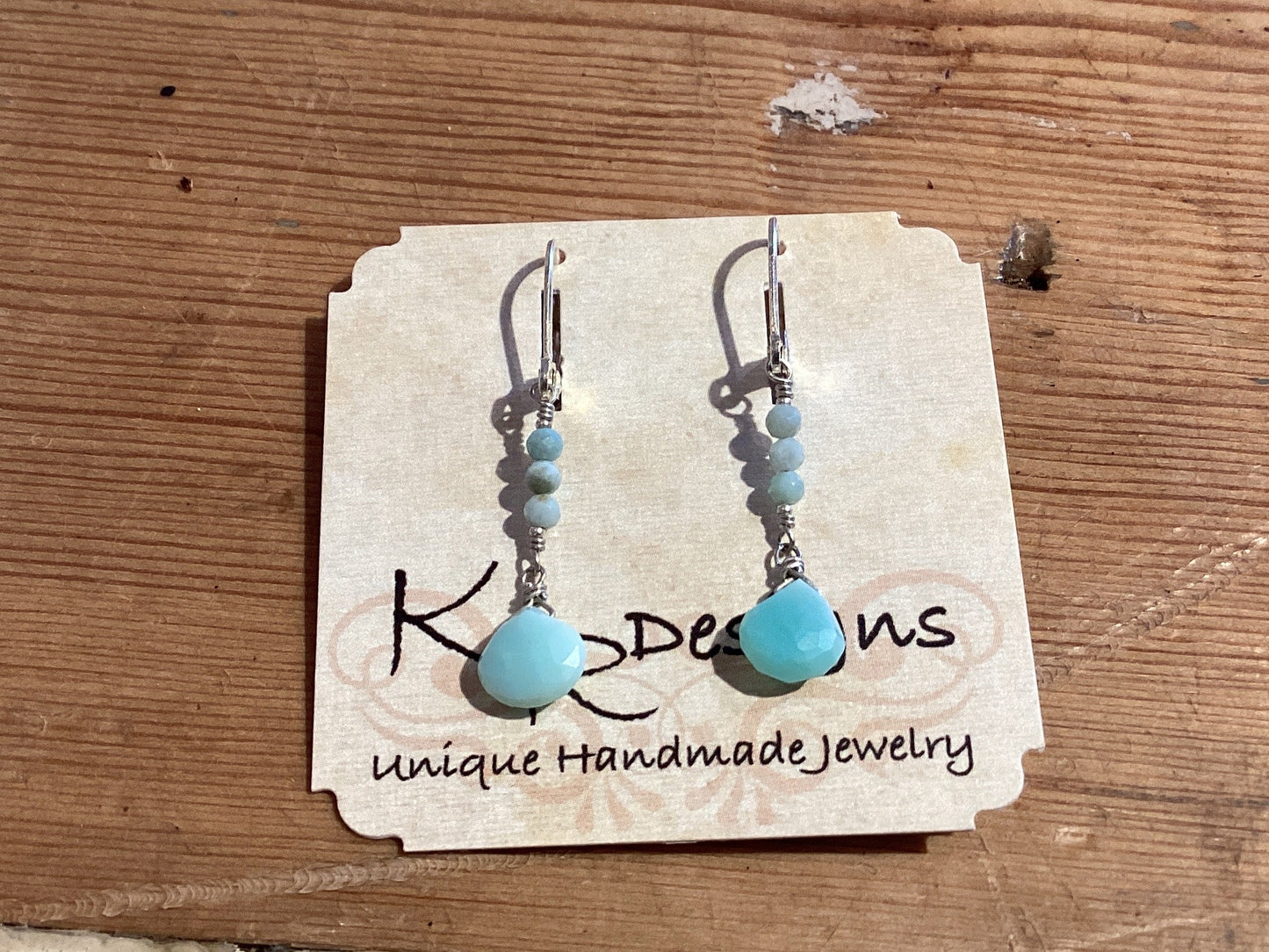 Earrings - Opal w/Larimar on Sterling