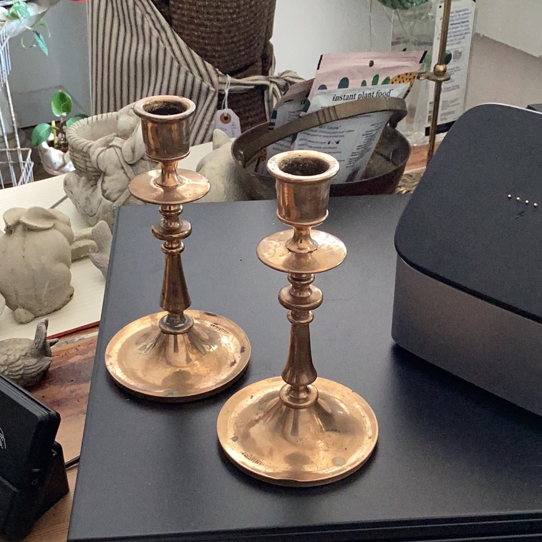 Copper Pair of Candlesticks