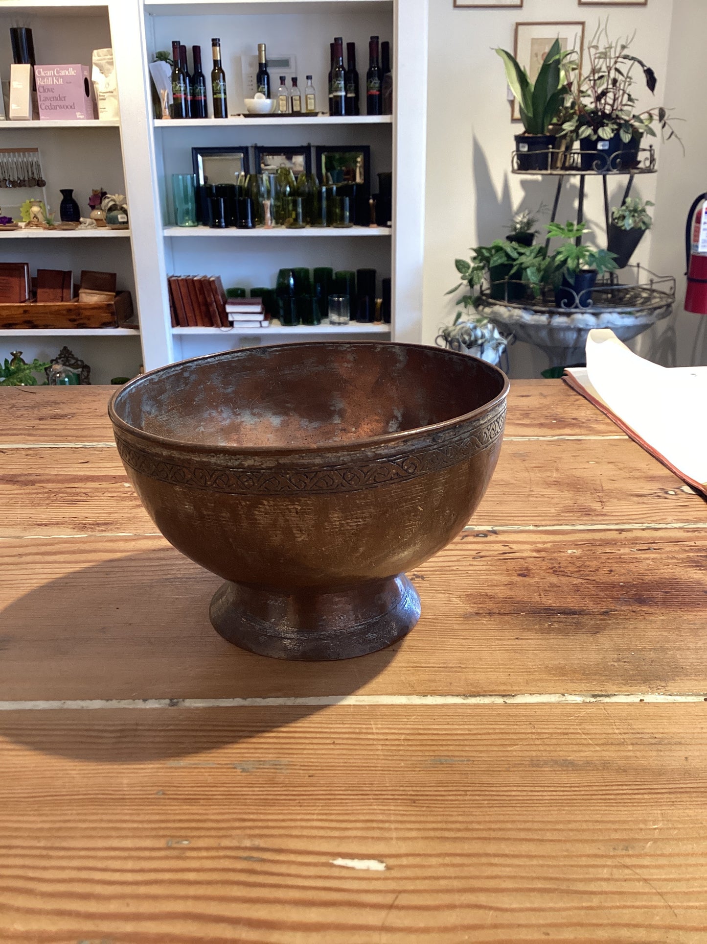Copper Bowl on Pedestal