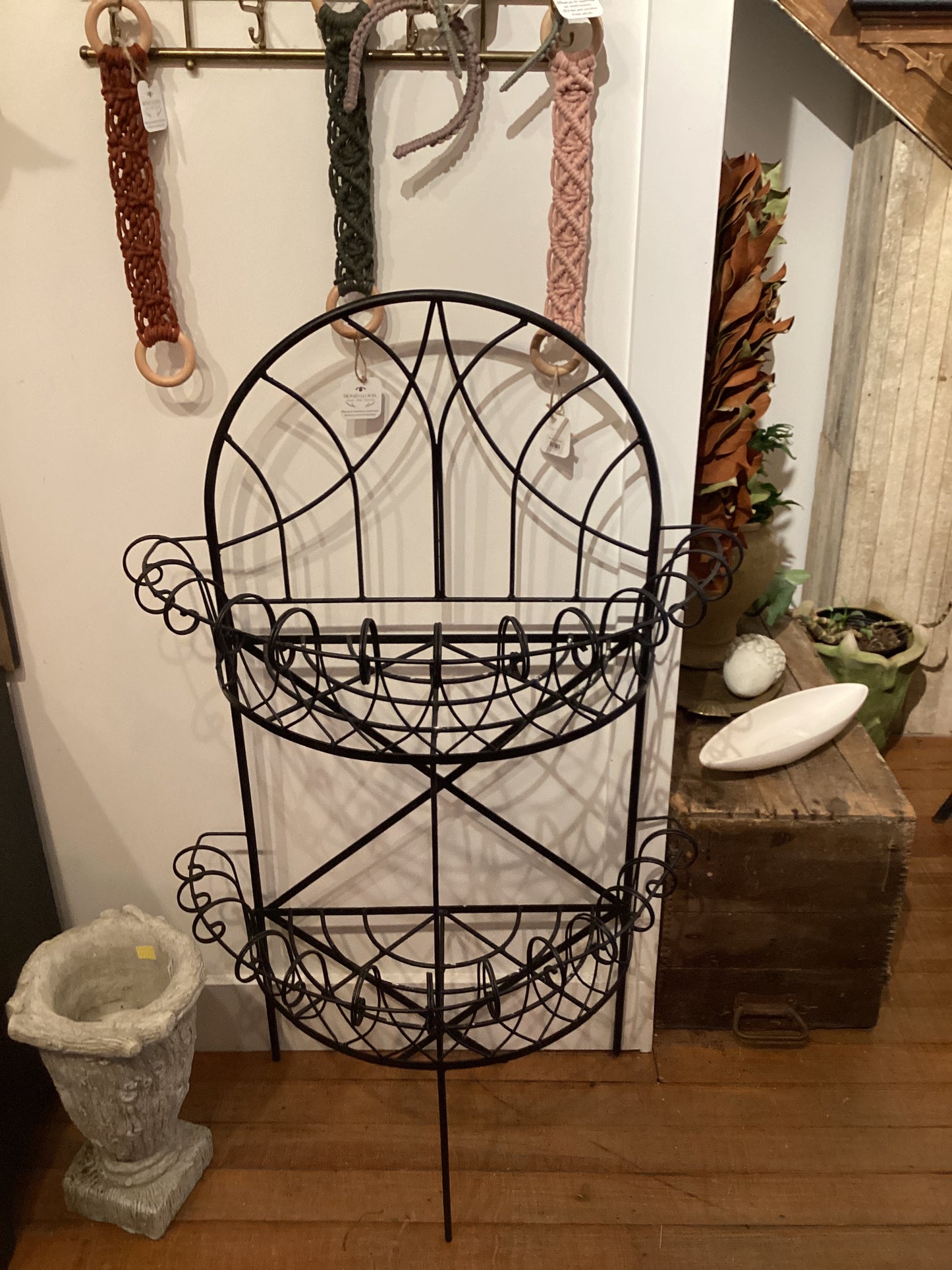 Black Metal Two Tier Plant Stand