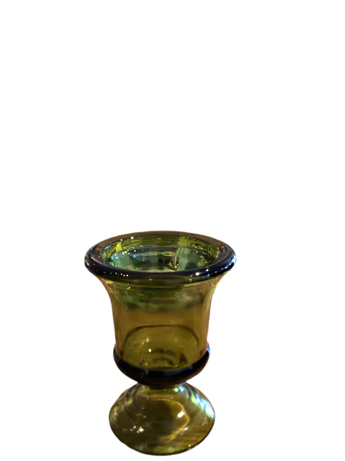 Green Glass Pedestal Cup/Planter