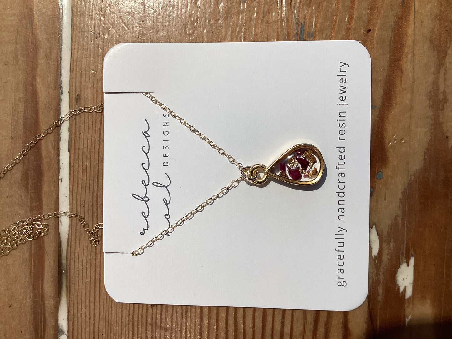 Gold Teardrop w/Rose Petals