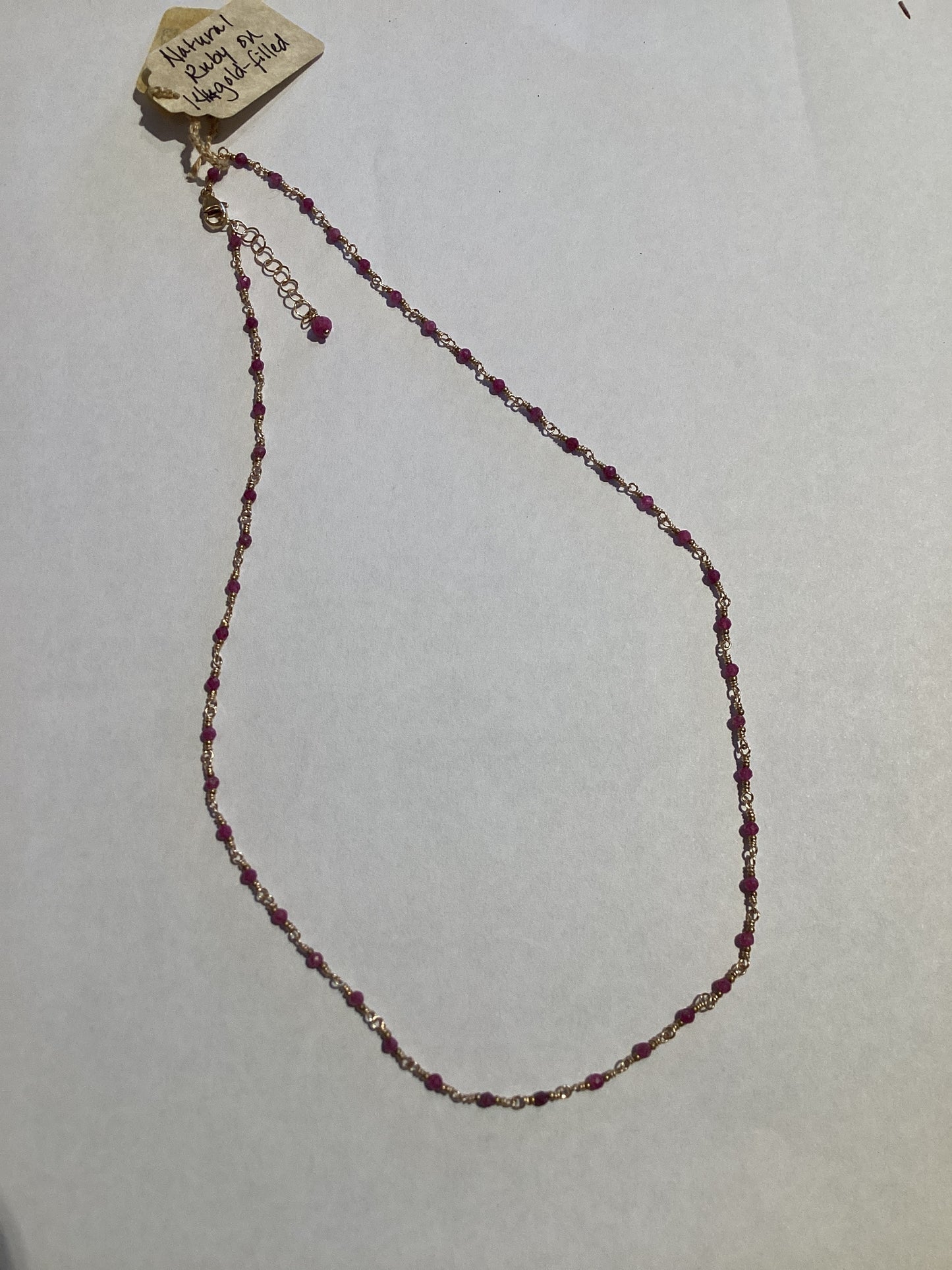 Necklace - Natural Ruby on 14kt GF