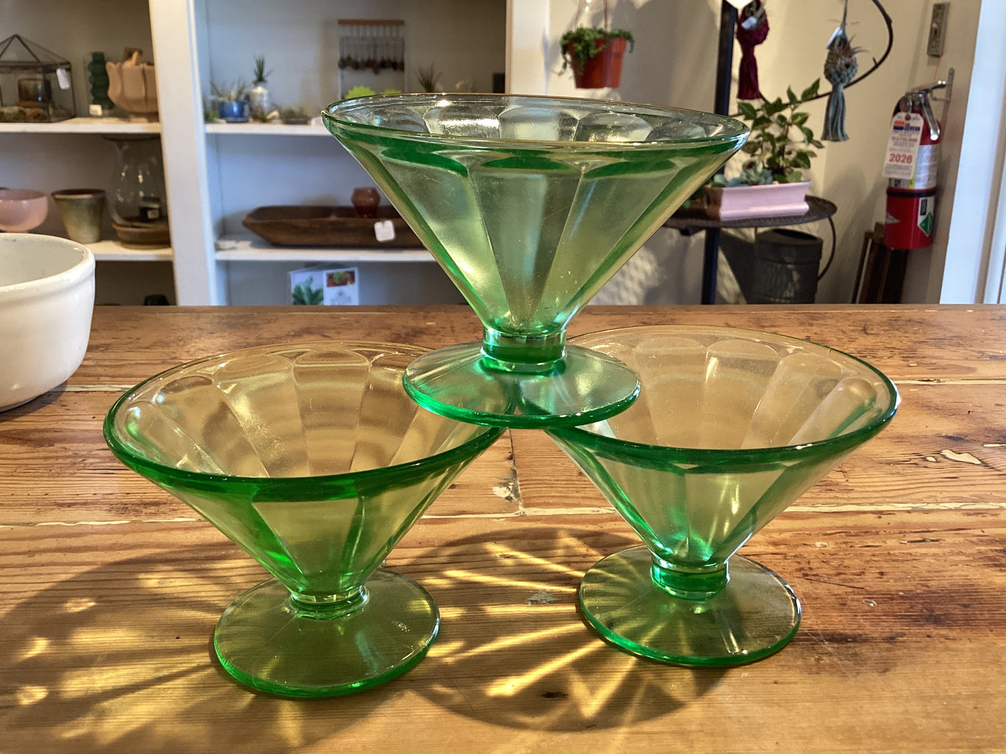Green Glass Dessert Dishes
