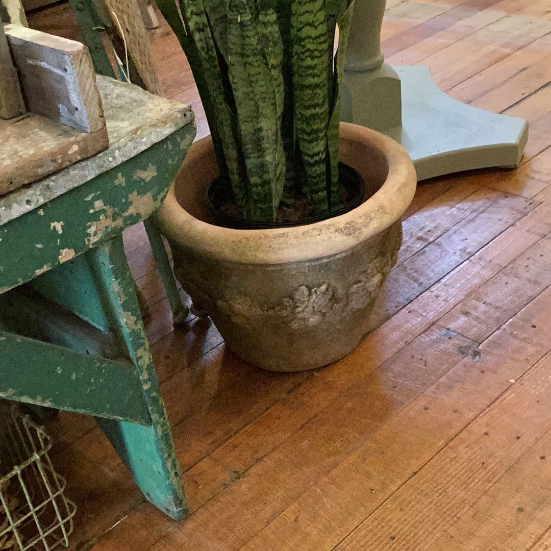 Aged Ornate Terra Cotta Planter