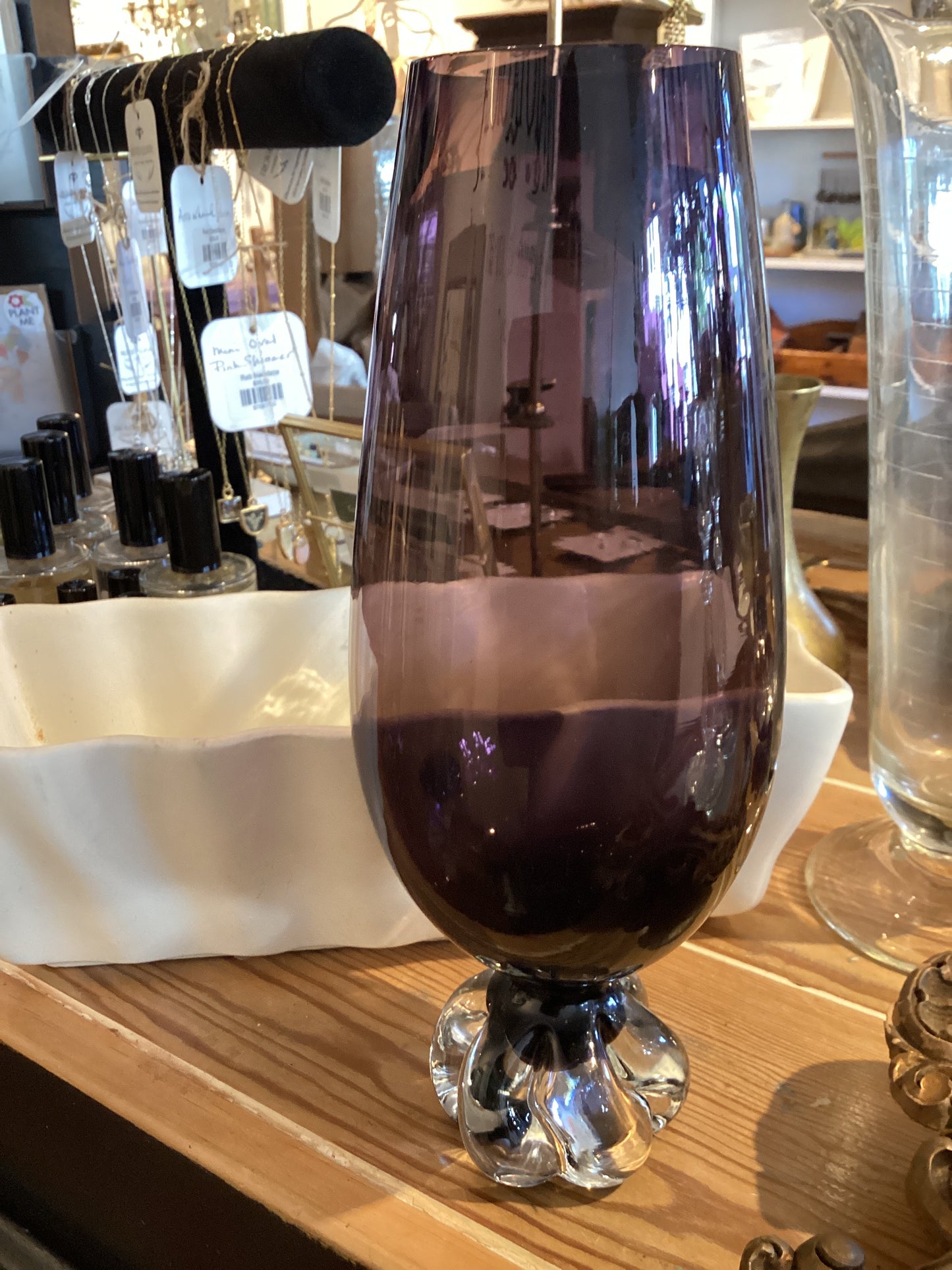 Purple Vase w/Clear Base