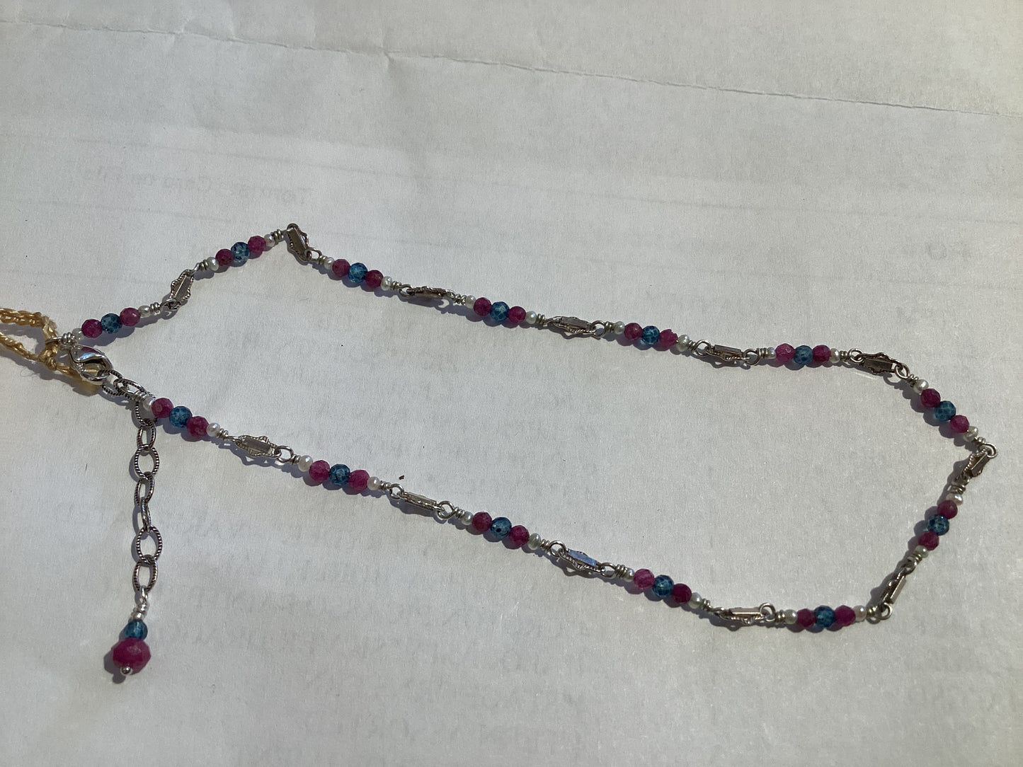 Anklet - Ruby, Topaz & Pearls on Sterling