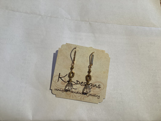 Earring - Vtg. Crystal, Torse Bead, GF Earwires