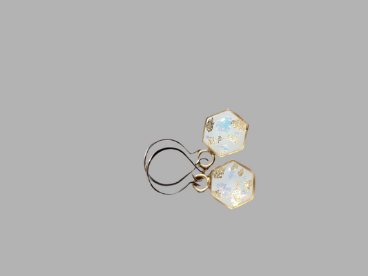 Earring G Hex w/Shimmer