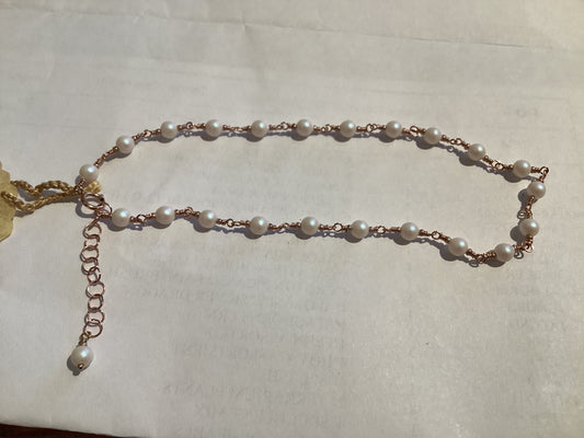 Anklet - Swarovski Crystal Pearls on Rose GF