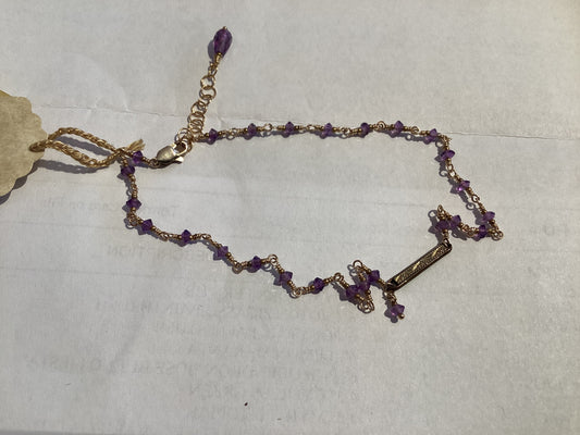 Anklet - Amethyst, Vtg. PW Link, 14kt GF