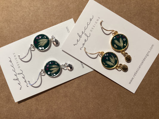 Circle w/Dangle - Green Floral