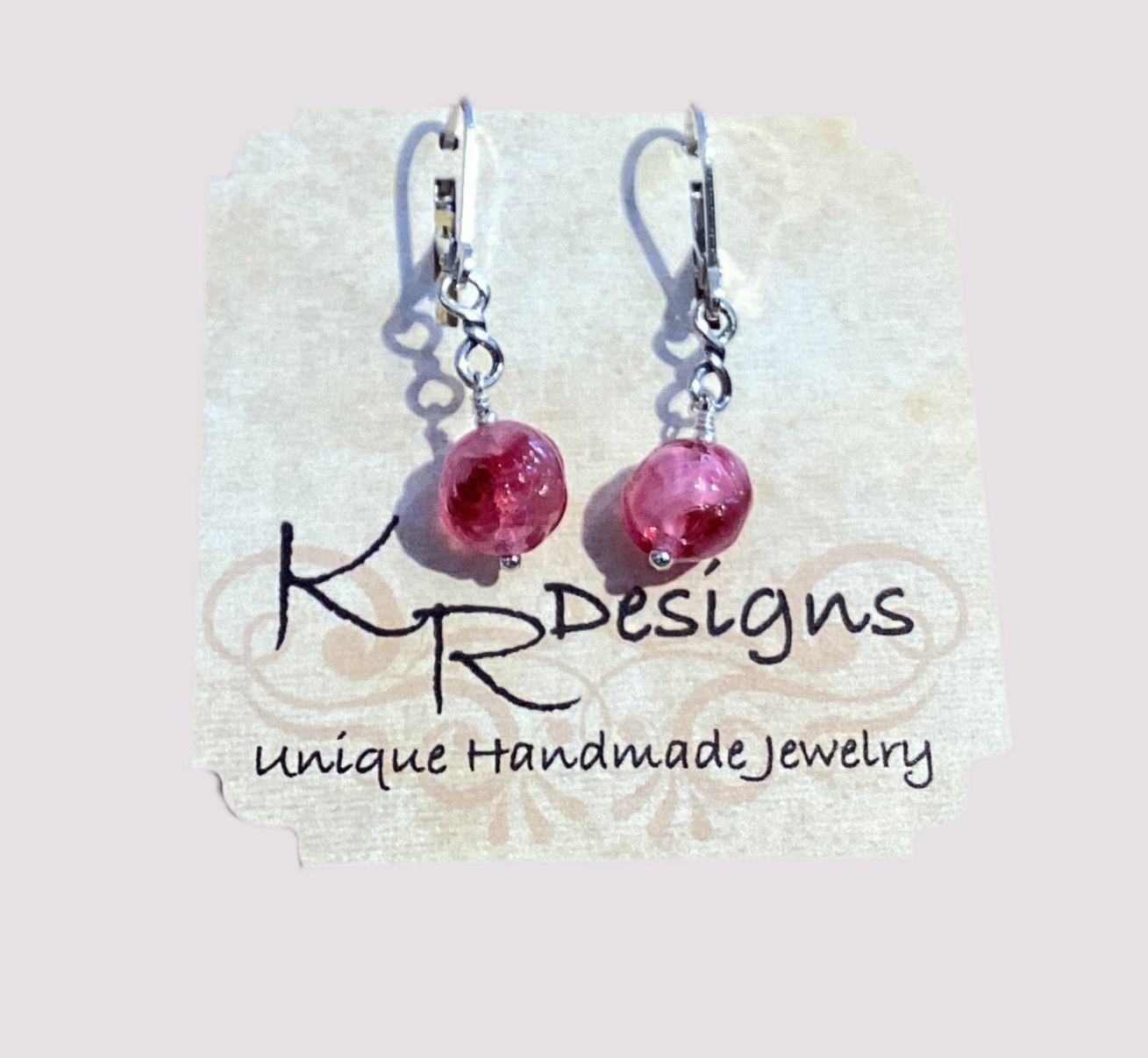 Vtg. Pink Glass Sterling