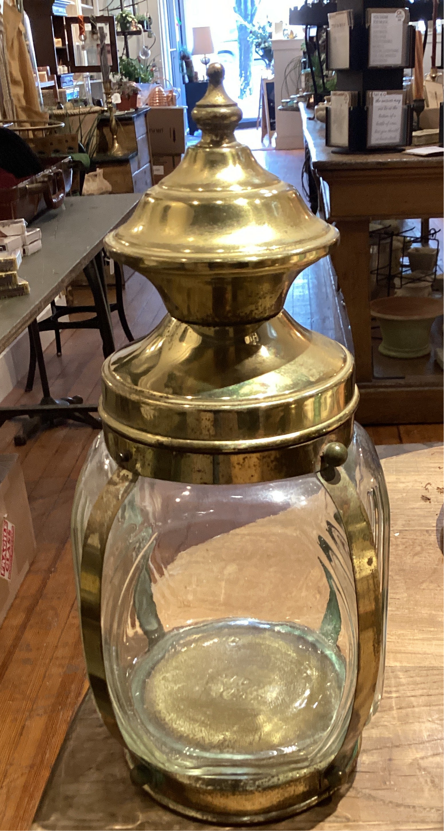 Found Brass & Glass Jar
