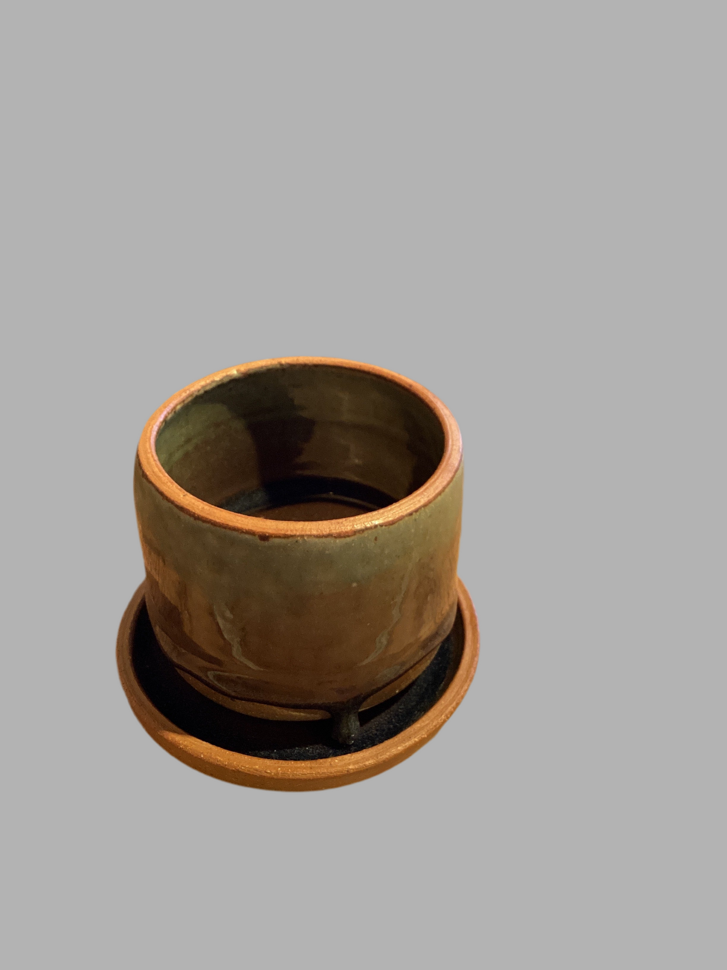 3” Green Pot w/Tray